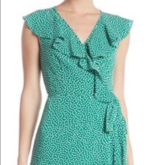 NWT Max Studio Ruffle Polka Dot Print Wrap Dress S - Picture 5 of 6